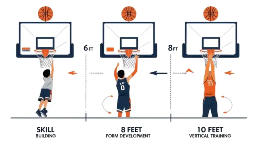 image show how changing rim height affects skill training